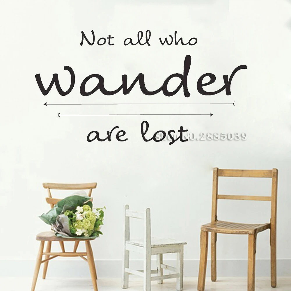 

103x56cm Inspirational Quotes Wall Sticker Decals Not All Who Wander Are Lost Vinyl Decals Art Mural Teen Room Decor New LC383