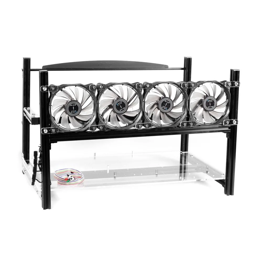 

Heat Dissipation 6 GPU Mining Frame Case Stackable Design Aluminum Acrylic Insulation Mining Frame Case+ 4 Fan