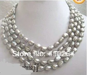

$wholesale_jewelry_wig$ free shipping 80'' baroque gray pearl necklace
