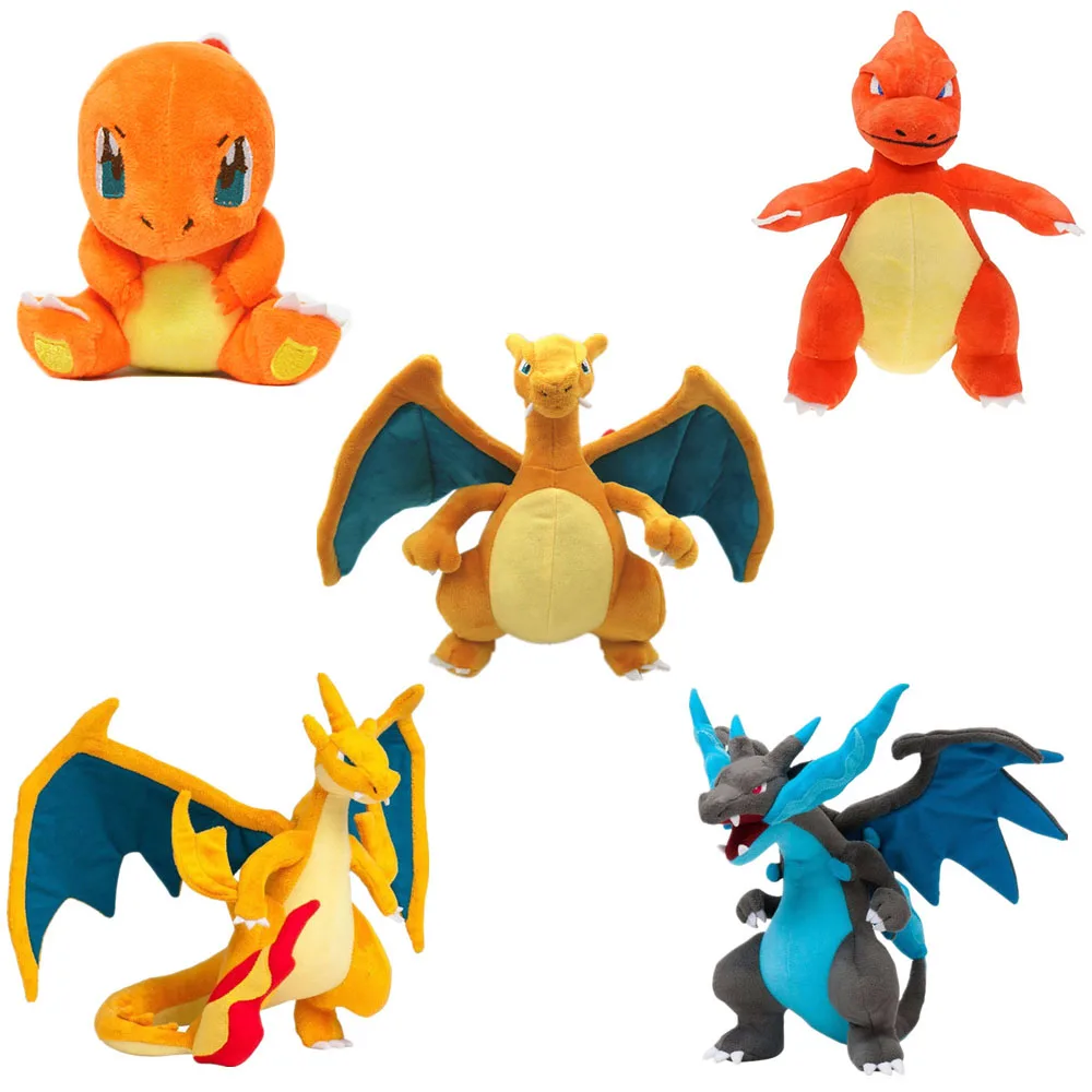 Мультфильм Аниме Charmander Evolution Charmeleon Charizard Mega X/Y Pokemones Мягкие плюшевые игрушки милые