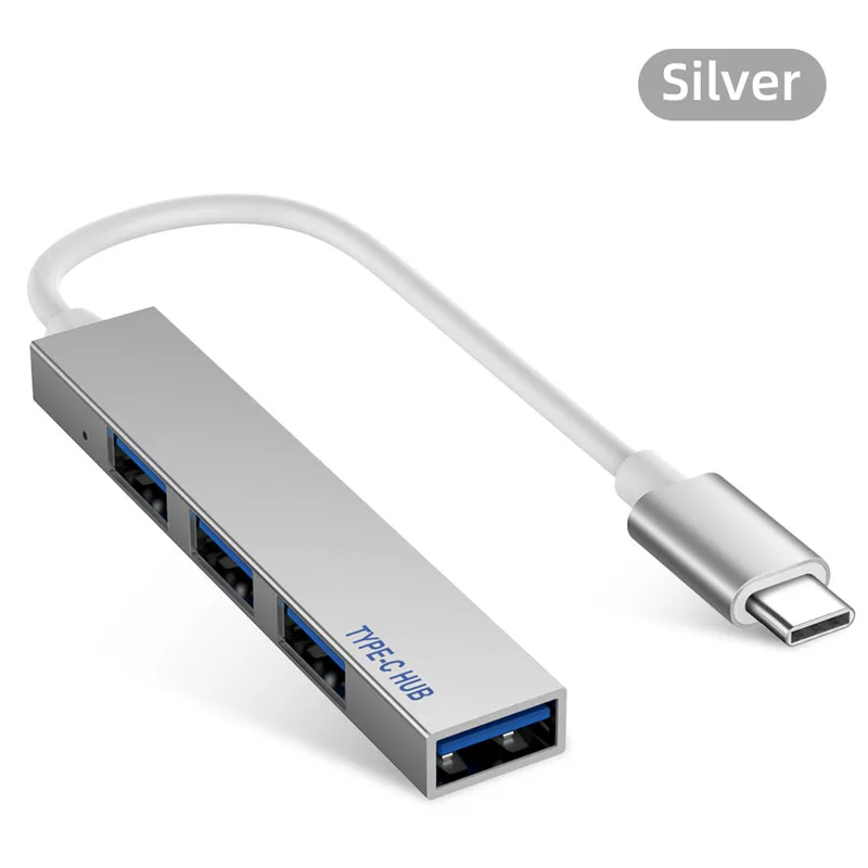 Тип C концентратор 4 порта USB-C USB 2,0 сплиттер конвертер OTG адаптер кабель для Macbook Pro iMac ПК Аксессуары для ноутбуков - Цвет: Silver