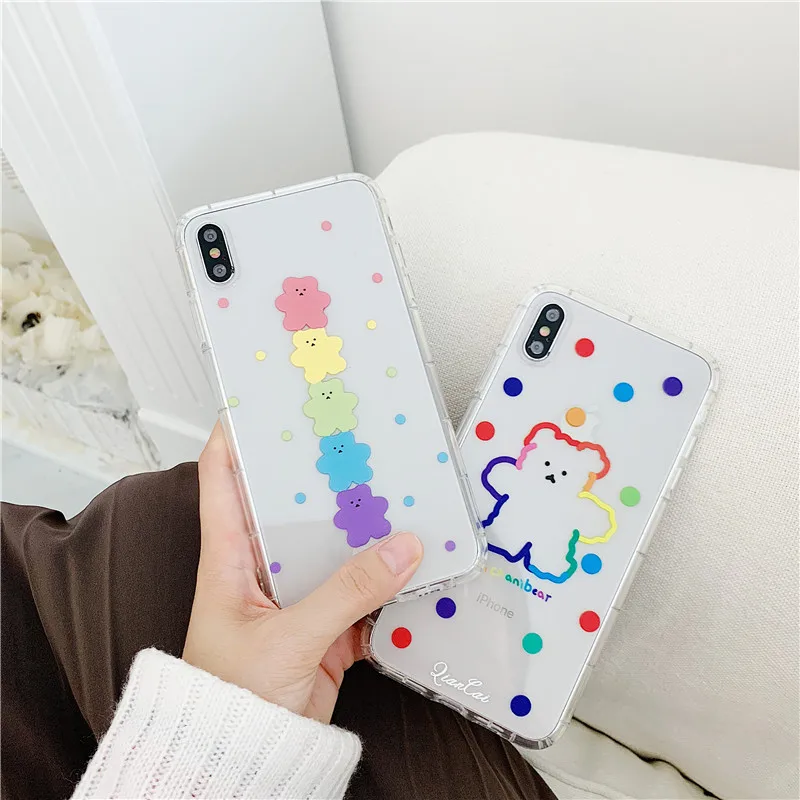 INS Korea cute candy bear phone case For iphone Xs MAX XR X 6 6s 7 8 plus super fire net red clear soft TPU back cover Fundas | Мобильные