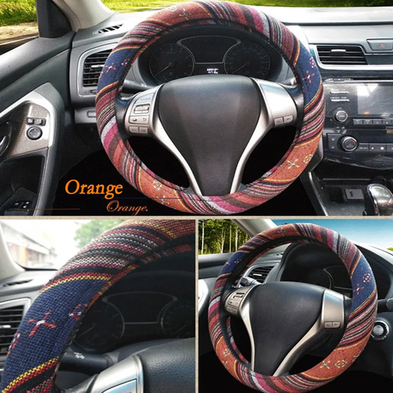 

1 PC Soft Linen Car Steering Wheel Cover 38CM Non-slip Universal Steering Wheel Covers Car Styling Car Accessories