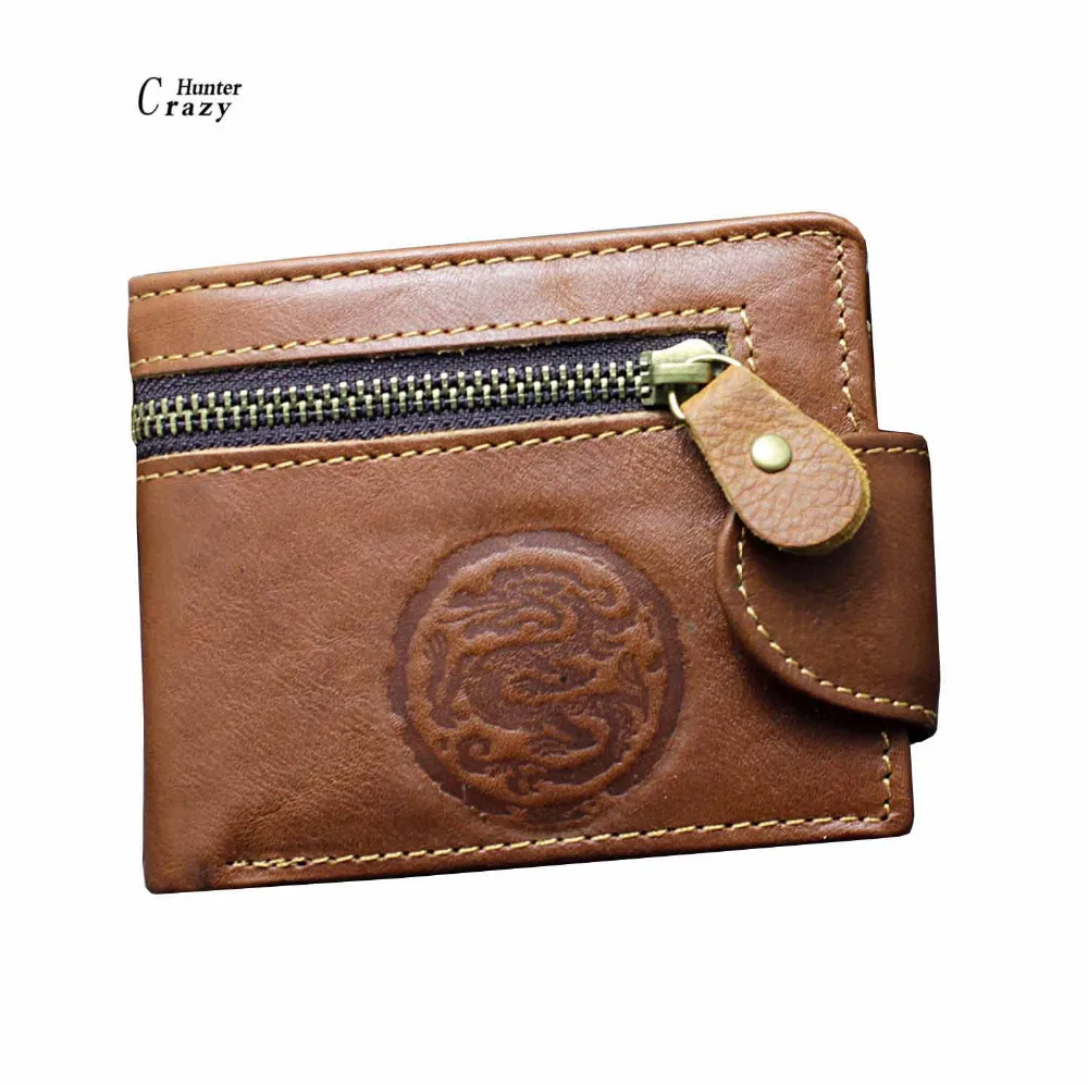 New Men&#39;s Vintage Genuine Leather Wallet ID windows Card case Purse Brown-in Wallets from ...