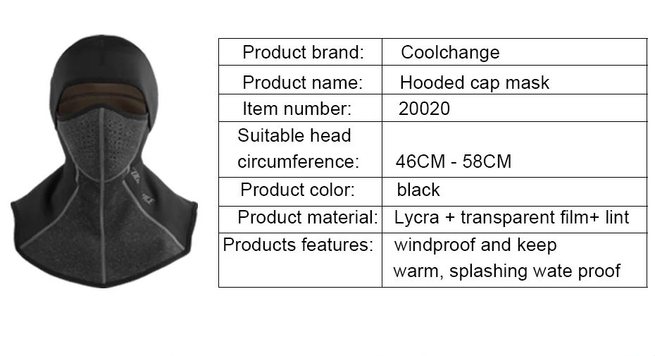 CoolChange зимняя велосипедная Кепка из флиса, теплая Ветрозащитная маска для лица, шапка для катания на лыжах, холодный головной убор, велосипедная маска для лица, шарф
