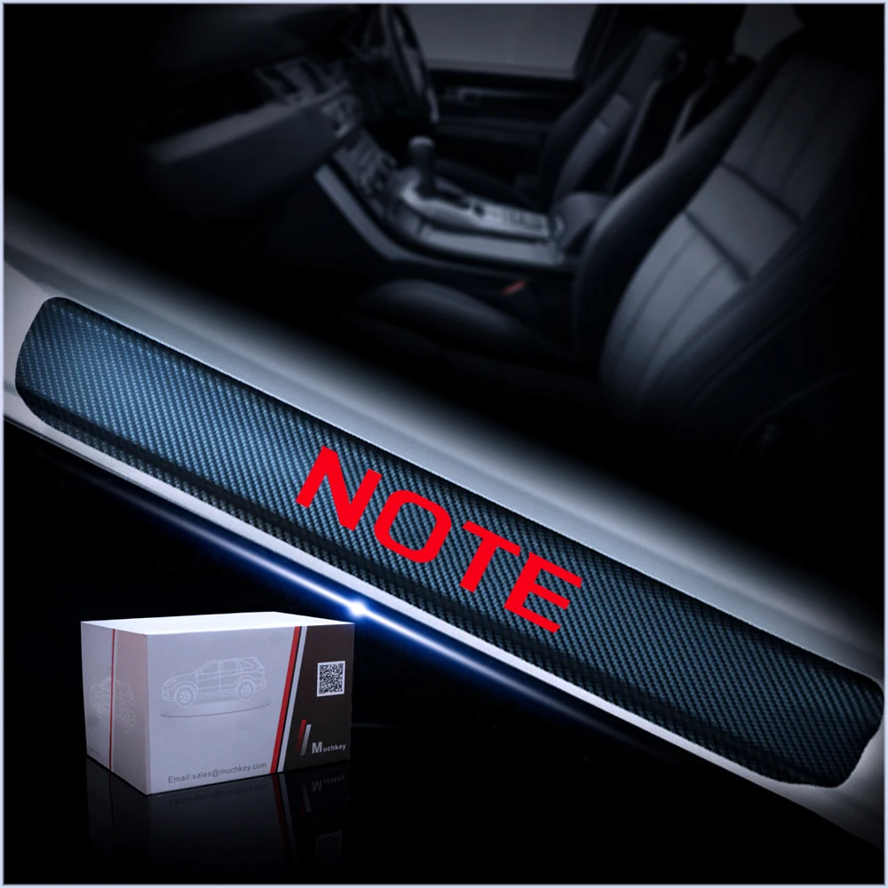 Автомобильная Накладка на порог двери для Nissan NOTE, защита для входа, Накладка на порог, наклейки, автомобильные аксессуары, 4 шт., винил из углеродного волокна