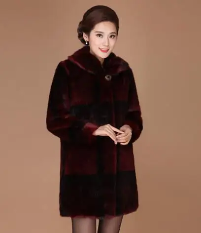JQNZHNL женские норковые меховые куртки пальто новые зимние с отложным воротником толстые пальто из искусственного меха куртка средней длины меховые пальто L863 - Цвет: red
