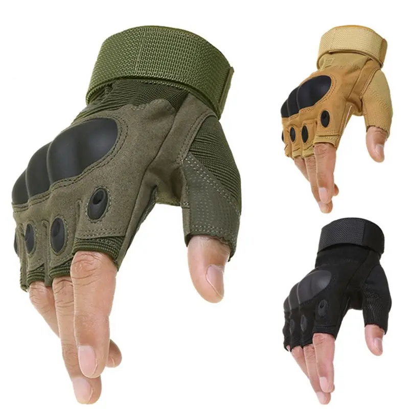 Тактические уличные перчатки с твердыми костяшками, перчатки с половинными пальцами, походные перчатки для верховой езды, охоты, рыбалки, кемпинга, военных защитных перчаток