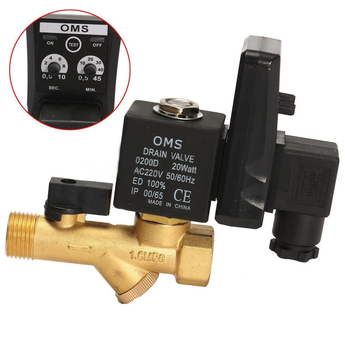 1pc G1/2" Electronic Drain Valve 1.6Mpa AC110V/220V Mayitr Air