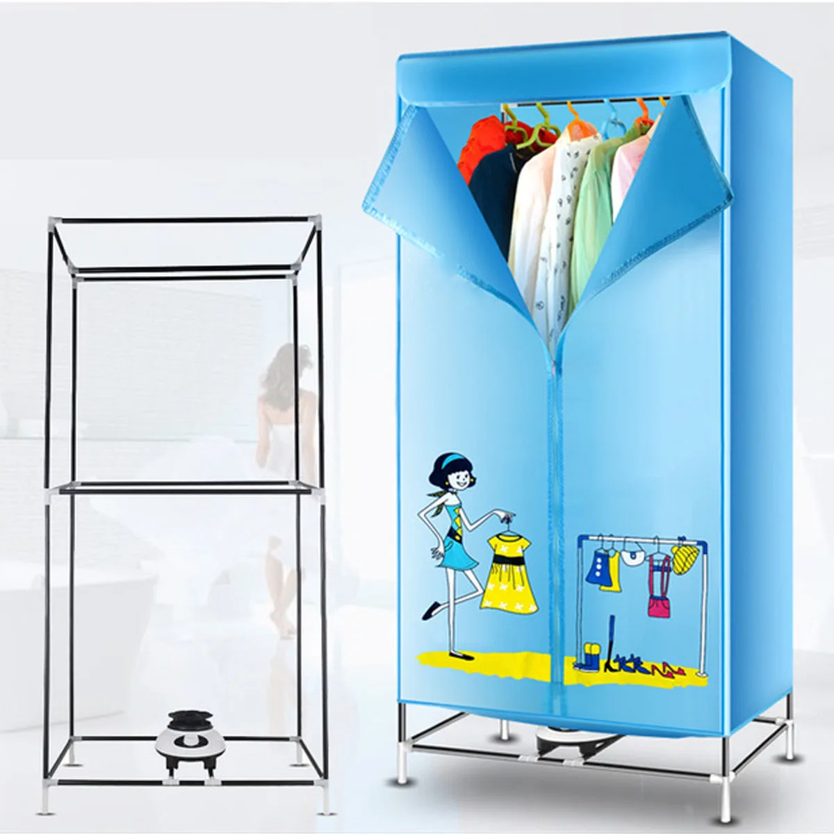 

Portable Electric Clothes Dryer 2 Layers 220V 900W Hot Air Machine Foldable Hanging Type Collapsible Smart Household Machine