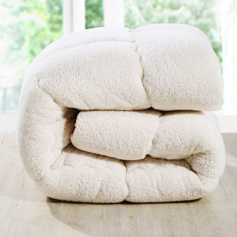 

Brief Solid Warm Sherpa Berber Fleece Fabric Polyester Filler thick Quilt Winter Comforter Blanket queen Twin king Size
