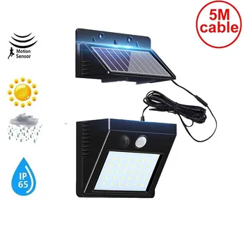 

30 leds solar light split panel PIR motion sensor waterproof street wall patio security emergency fence landscape spot 5M cable