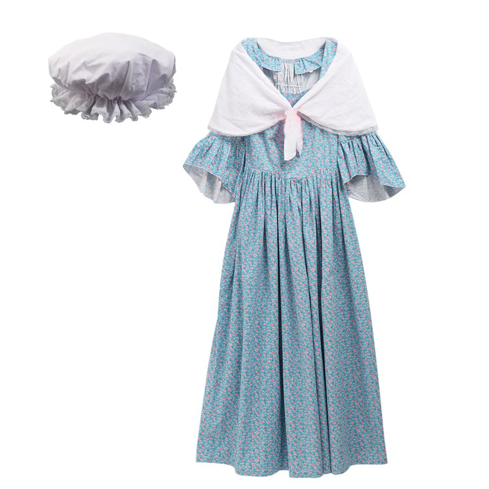 

Historical Carnival Costumes Lolita Dress Victorian Pioneer Pilgrim Wench Rural Floral Prairie Civil War Adult Colonial Dresses