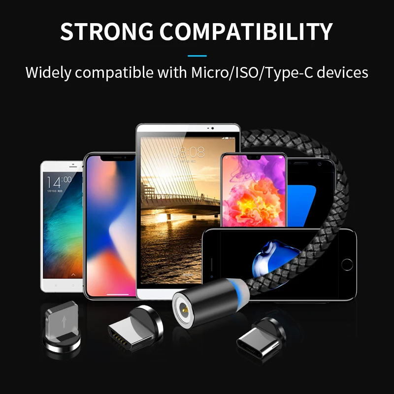 Greenport Magnetic phone cable micro type c ios charging cord(5)