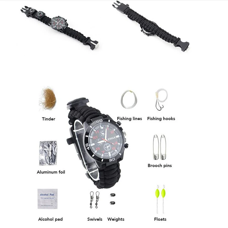 Men Wrist WatchTactical Multi Tools Outdoor Compass Camping Survival Bracelet Watch Compass Rescue Rope Equipment Compasss Men Wrist WatchTactical Multi Tools Outdoor Compass Camping Survival Bracelet Watch Compass Rescue Rope Equipment Compasss