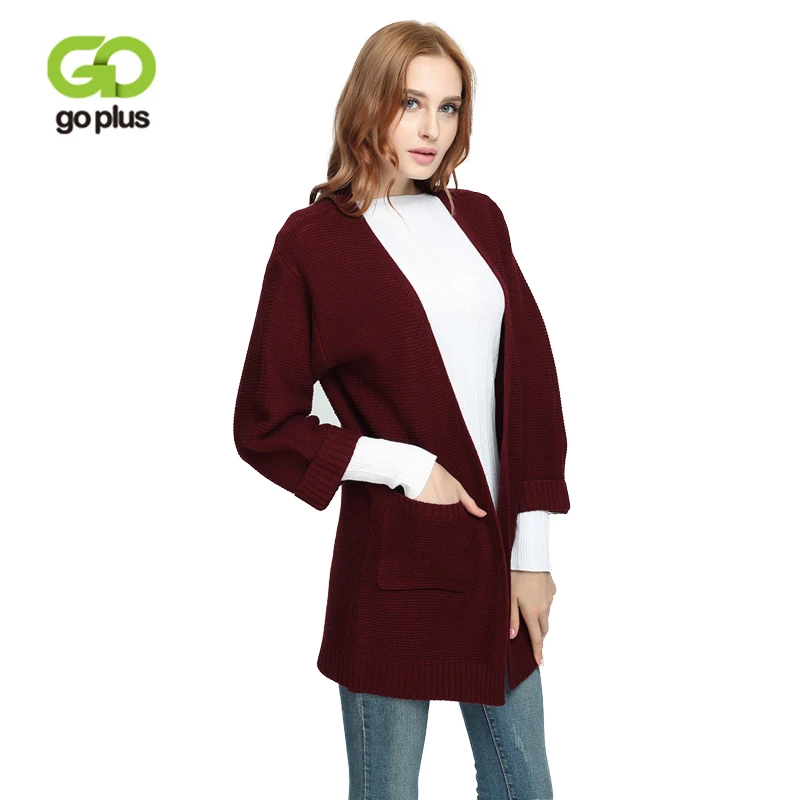 

GOPLUS Women Knitting Long Cardigan Knitted Sweater Loose Autumn Warm Cardigan Pockets Jacket Female Jumper Coat C4277