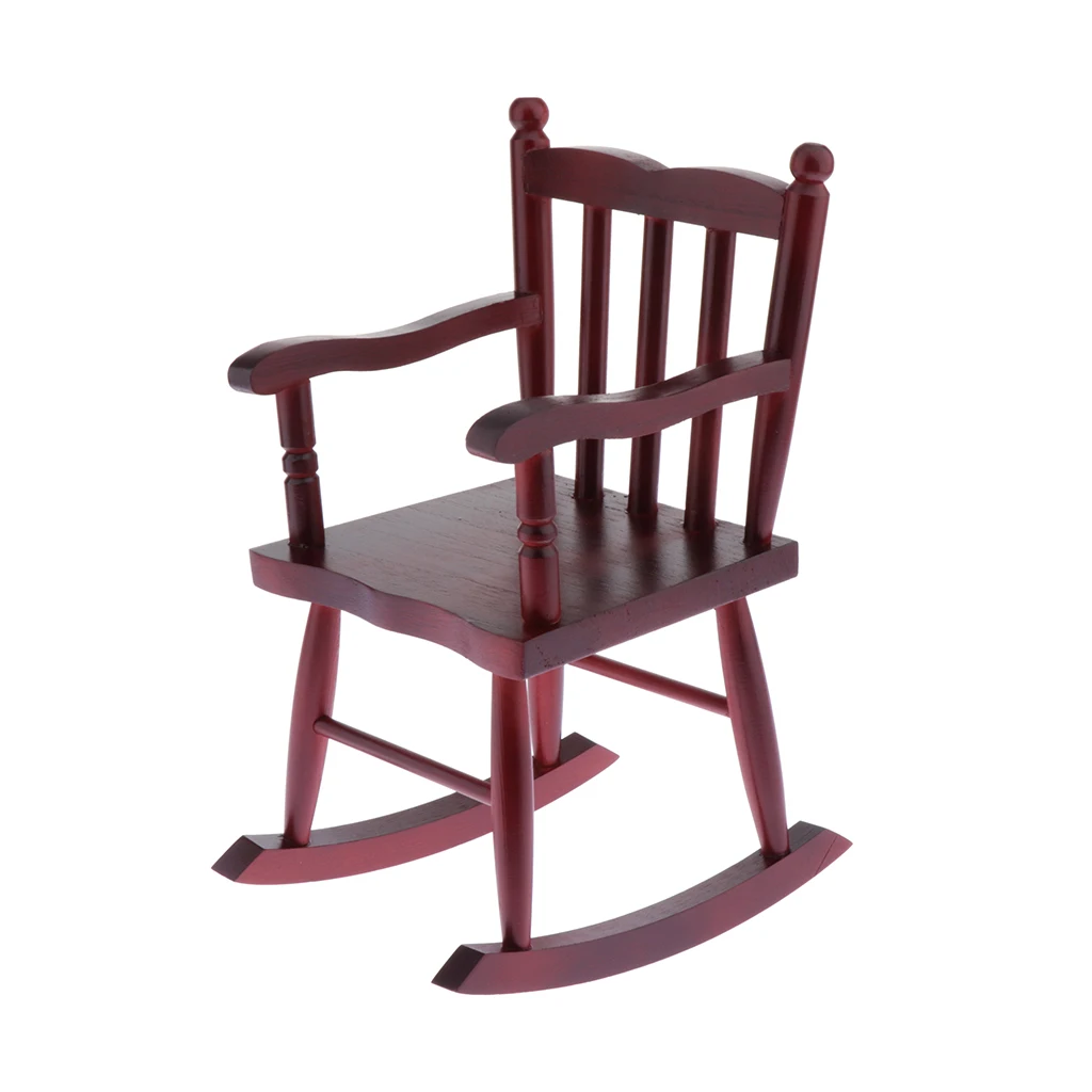 MagiDeal 1/4 BJD Miniature Furniture Decor Wooden Rocking Chair Toys
