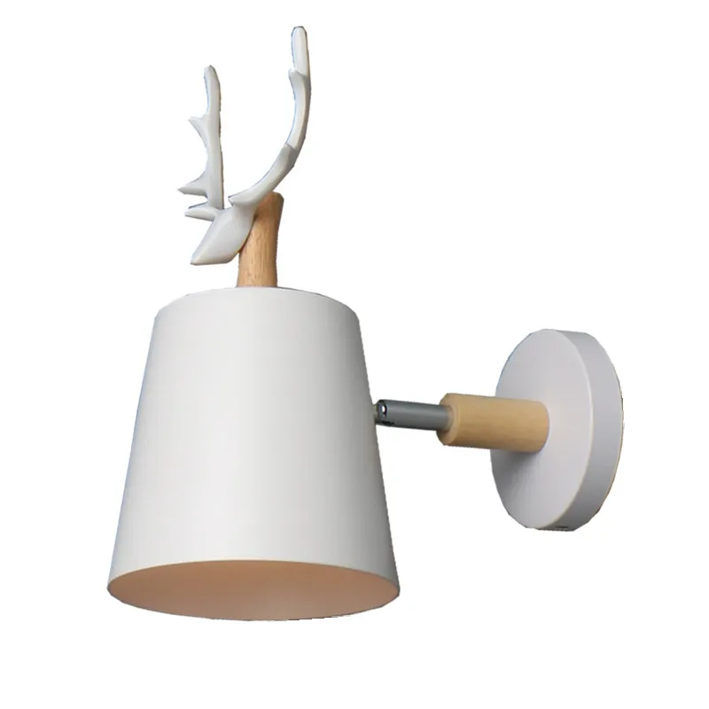 

Creative shofar style wood E27 wall lamp Retro Iron loft industrial Wind antique wall lamp for bedside arm aisle Restaurant Bar