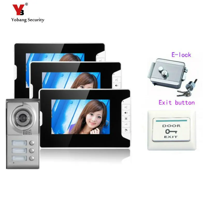 Yobang Security 7-inch Villa three hous multi apartments video door phone Color Video Doorphone Door Entry Intercom Systems