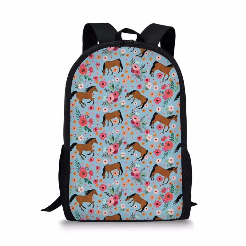 ELVISWORDS школьные сумки для детей, девочек, красивый декор с изображением лошади, принт, рюкзак для подростков, милый школьный рюкзак с изображением лошади, Mochila Escolar - Цвет: YQ614C