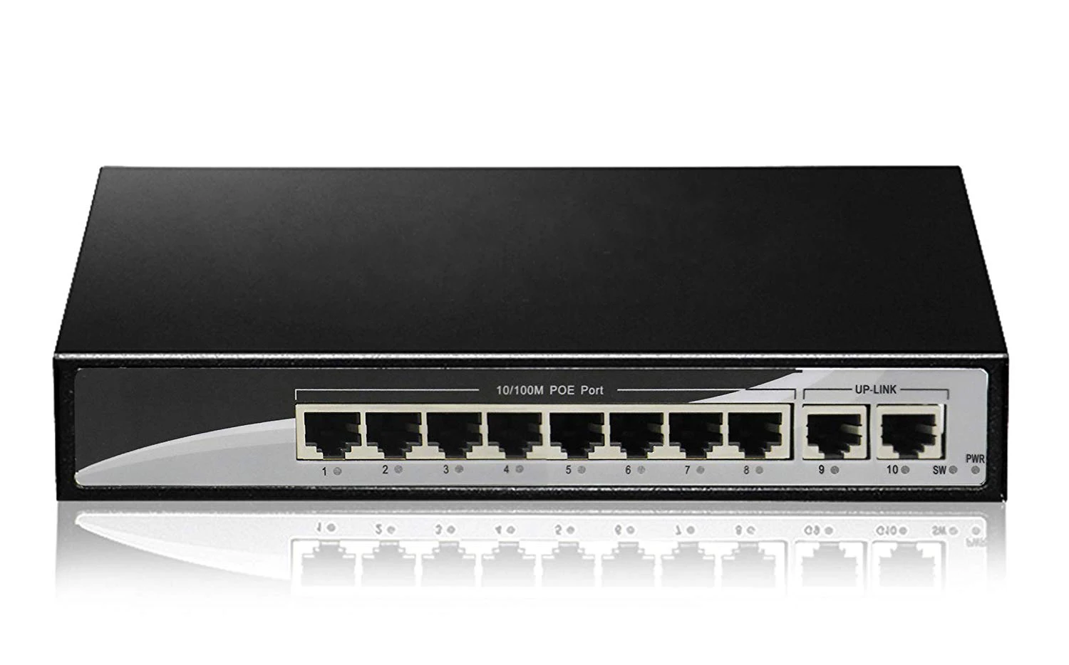 10 Port Plug and Play PoE Switch 100Mbps Ethernet Network Switch 8 POE Ports&2Uplink Ethernet for IP Cameras-48V