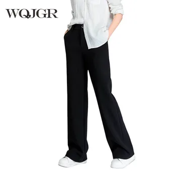 

WQJGR Spring And Autumn Pants Women Correct Dress Leisure Time Directly Canister Girls High Waist Wide Leg Pants