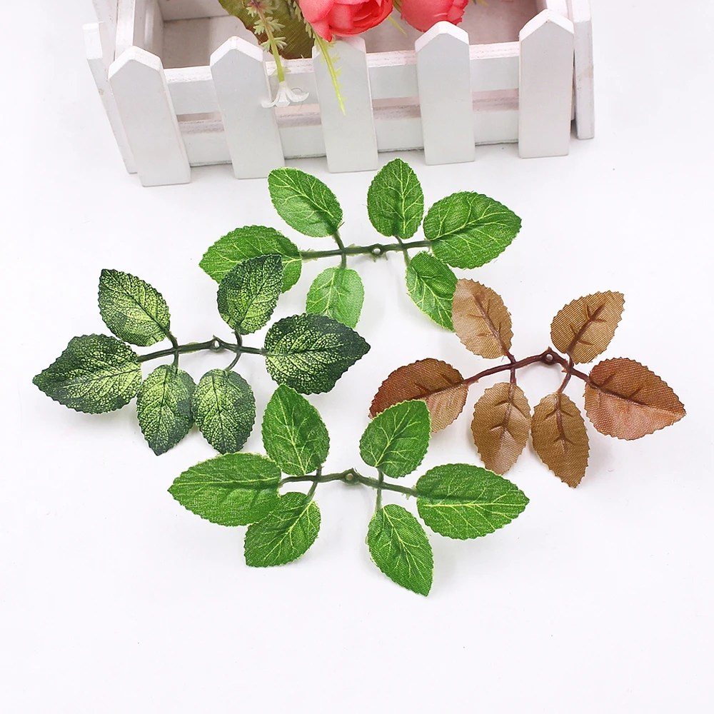 

10Pcs/lot Artificial Flower Tree Leaf Wedding Home Decoration Roof Wall Background DIY Scrapbook Wreath Fake Flower Accessories