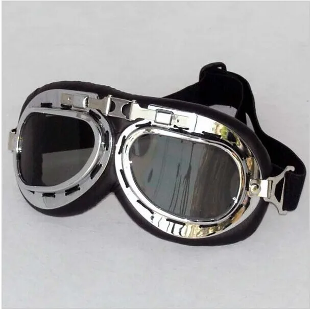 Ретро мотоциклетный шлем очки мотоциклетные очки Авиатор винтажные очки для мотокросса очки для пилота скутер шлем очки - Цвет: Grey lens
