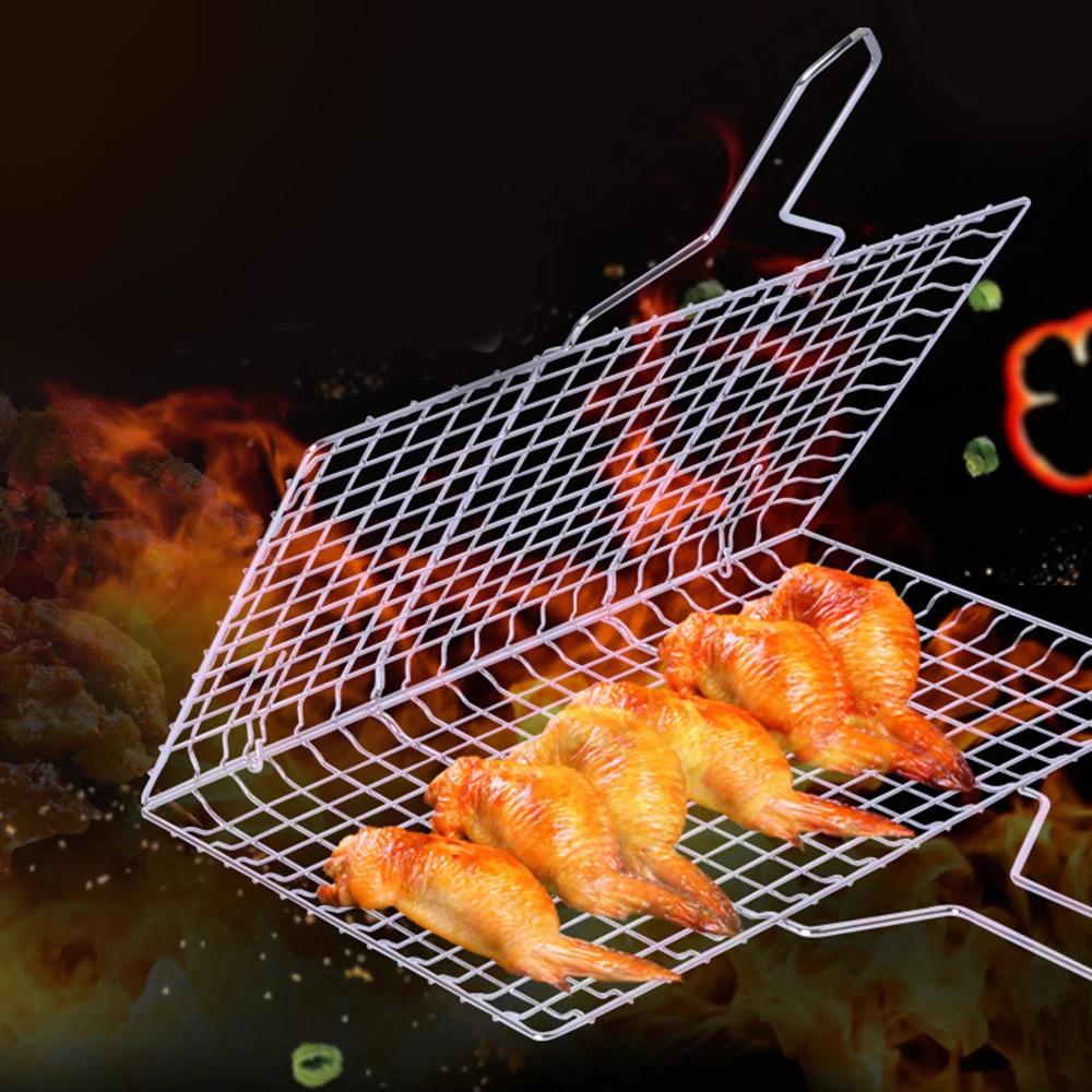

Non-stick BBQ Mesh Outdoor Camping Stainless Steel Grilling Folder Mats Meat Fish Vegetable BBQ Tool Camping BBQ Accessories