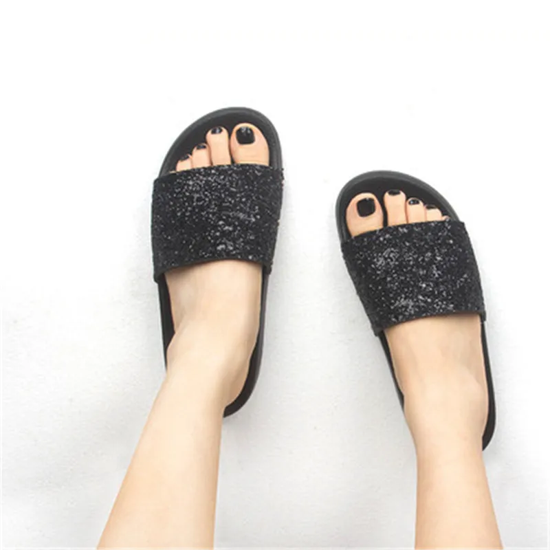 

Feiyitu New Summer Woman Fashion Bling Flat EVA Sole Slipper Sandals Woman Casual Beach Solid Color Flip Flops Slides Shoe