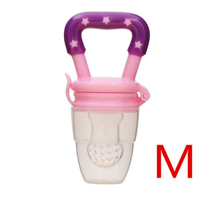 Детские игрушки, портативная Детская Соска с фруктами, силиконовая безопасная соска для кормления, игрушки-прорезыватели для детей 3+ месяцев - Цвет: Pink M