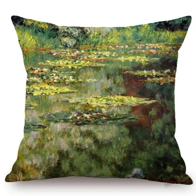 Знаменитая картина маслом, садовая серия Клода Мона, Камилла, стога сена, оттиск восхода солнца, импрессионизма, чехол для дивана, наволочка - Цвет: T289-6