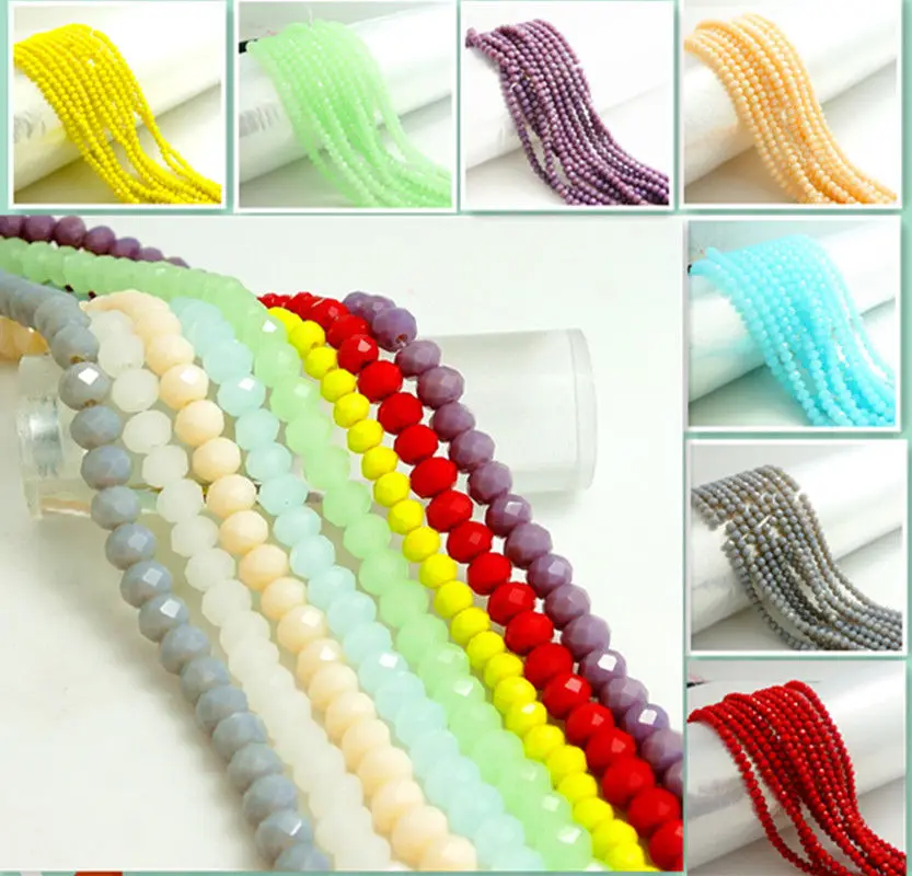 

Wholesale Crystal Glass Rondelle Faceted Loose Spacer Beads DIY 3mm4mm6mm8mm10mm