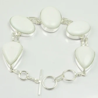 

White Opal Bracelet Silver overlay Copper , 24.5 cm, B2158