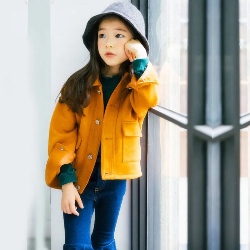 Г. Осенние шерстяные короткие куртки для новорожденных девочек, модная теплая верхняя одежда детская одежда пальто для маленьких девочек высокое качество, Новинка - Цвет: orange