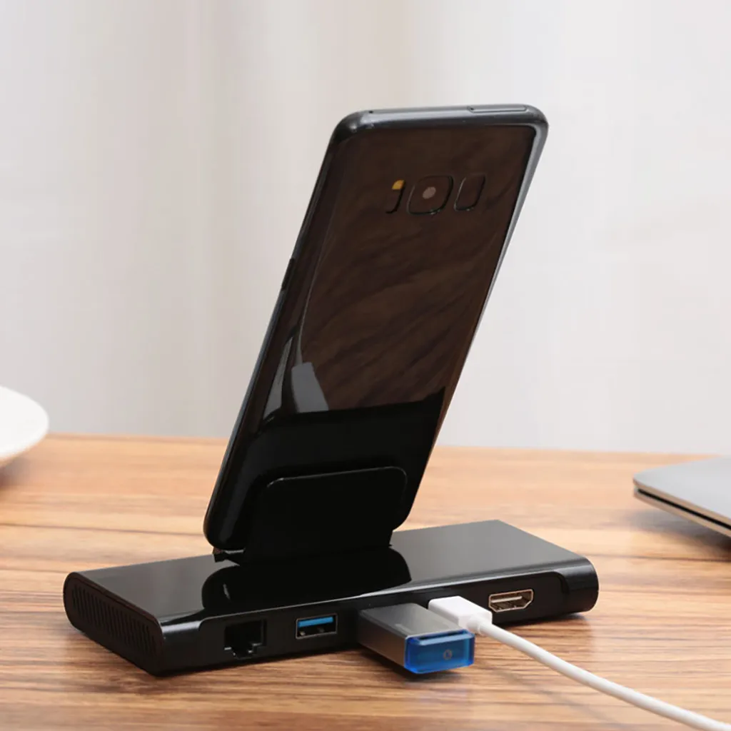 

20% Wireless Charger Dock USB Fast Charging For Samsung S8/S9 For Huawei Mate10 USB3.0 Type-C To HDMI 5 In 1 Adapter Wireless