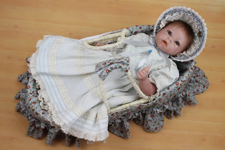 

About 22 inch 55cm Silicone reborn baby doll toys girl lifelike girl brinquedos for children kids birthday gifts new design