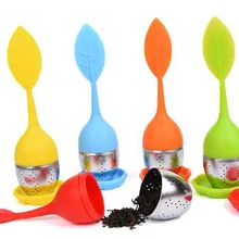 300 шт./лот браслет из силиконовой нержавеющей стали сладкий сеточка для заваривания листового чая многоразовый фильтр с поддон Новинка Сито-заварник