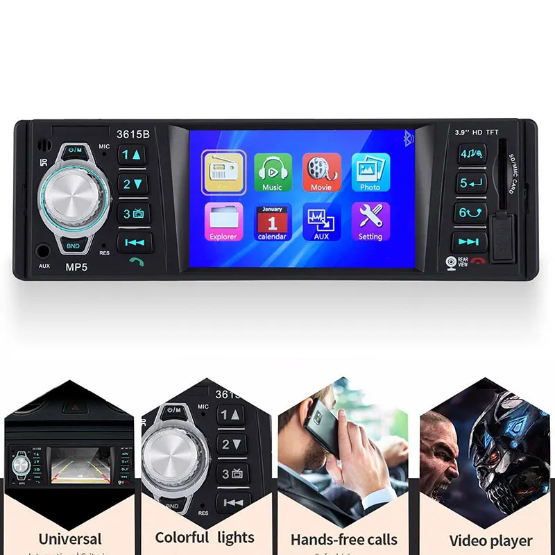 

3.9" Mp5 Player Car Radio 1 DIN Bluetooth Hands-Free Multimidia Autoradio Audio Stereo Microphone Tf Usb Aux Fm In Dash