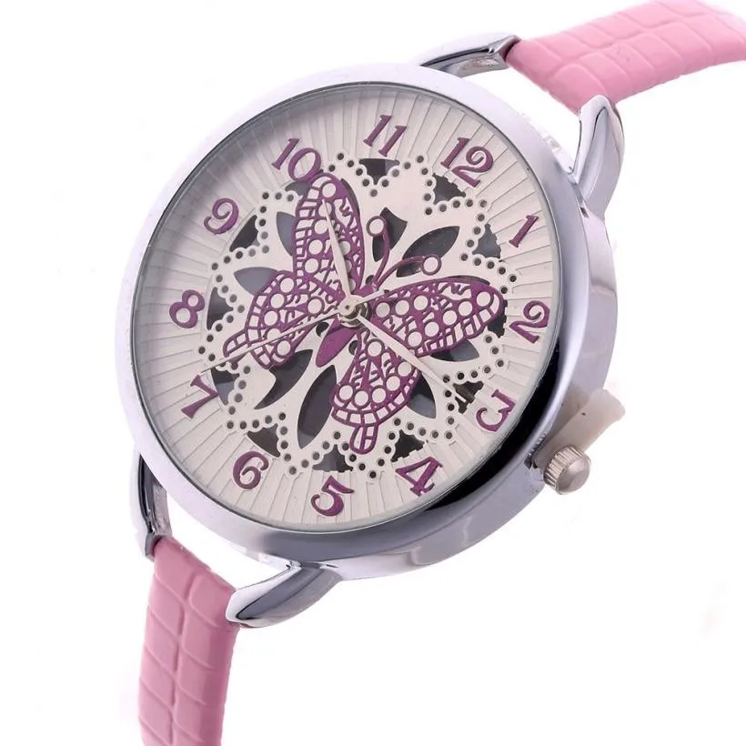 

New Arrivals Thin Belt Butterfly Hollow Male And Female Business Quartz Wristwatches clock relogio feminino Ladies xfcs saat