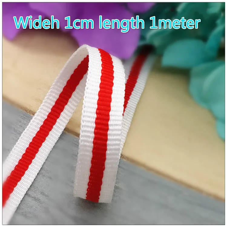 New Selling 1CM Red White stripe ribbons men and women T-shirts clothing accessories shoes and hats decorative ribbons belts 1M