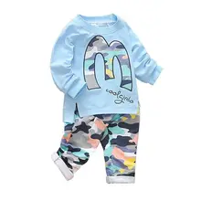 BOTEZAI/ г. осенние комплекты одежды для маленьких мальчиков и девочек костюмы для младенцев Повседневная камуфляжная футболка и штаны детские спортивные костюмы