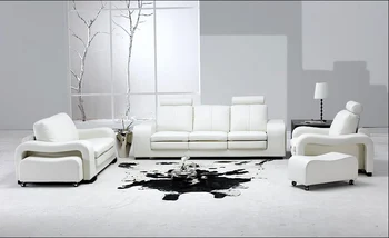

Popular office furniture pure white leather sofa set