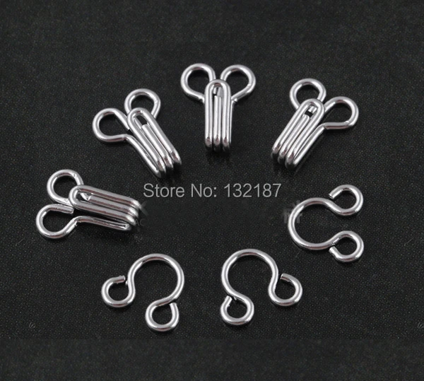

Wholesale 200pairs/lot 0/1/2# metal brass hook + eye pant skirt bra underwear small hooks silver/black free shipping HE-002