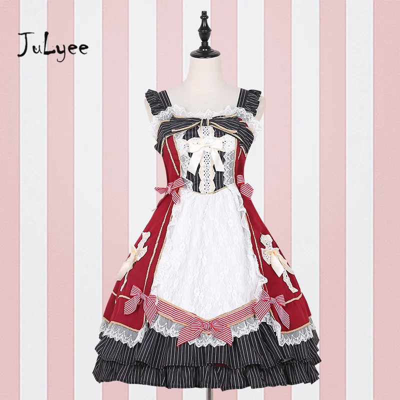 Julyee JSK Cake Lace Tutu Dress Women Japan Style Ladies Midi Sleeveless Spaghetti Strap Bow Lolita Cute Clothing Ball Gown | Женская