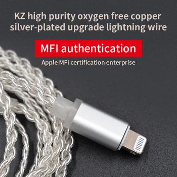 

KZ Lightning Dock Cable 2Pin/MMCX Connector Plated Silver Cable Use For SE846 KZ ZS4/ZS6/ZSA/ED16 ZSN/ZST/ES4/ZS10/AS10/BA10