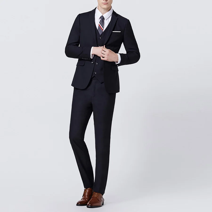 Gentleman Business Suit Slim Fit for Men Groom Wedding Suits Prom Party Suits3 Pieces (Jacket+Vest+Pants ) Men Suit Custom Made