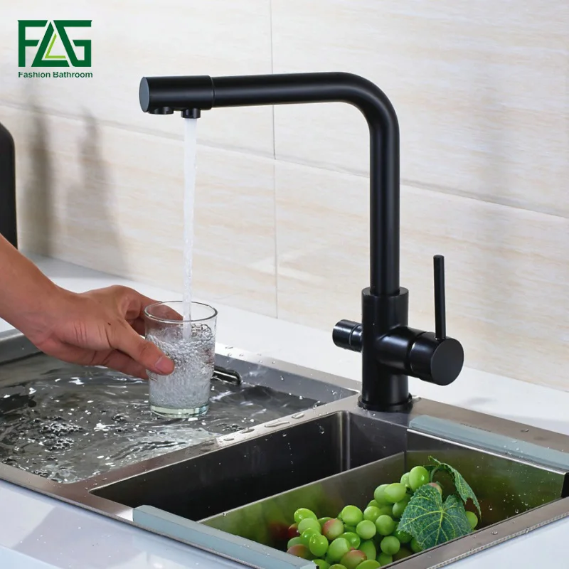 

FLG Free Shipping Kitchen Faucet Drinking Water Filter Deck Mounted Torneira Cozinha Dual Handle Faucets Mixer 3 Way Kitchen Tap