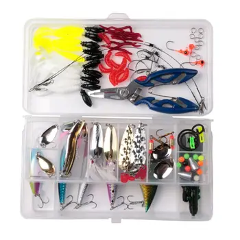 

101 Pcs/set Line Scissors Simulated Fish Worm Spinning Hooks Fishing Bait Sequins Equipment Bag Freshwater Fishes Fake Bionic