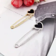 New Vintage Zircon Large Pins Fashion Sweater Scarf Suit Heart Brooches for Women Men Collar Pin badge Broches Jewelry